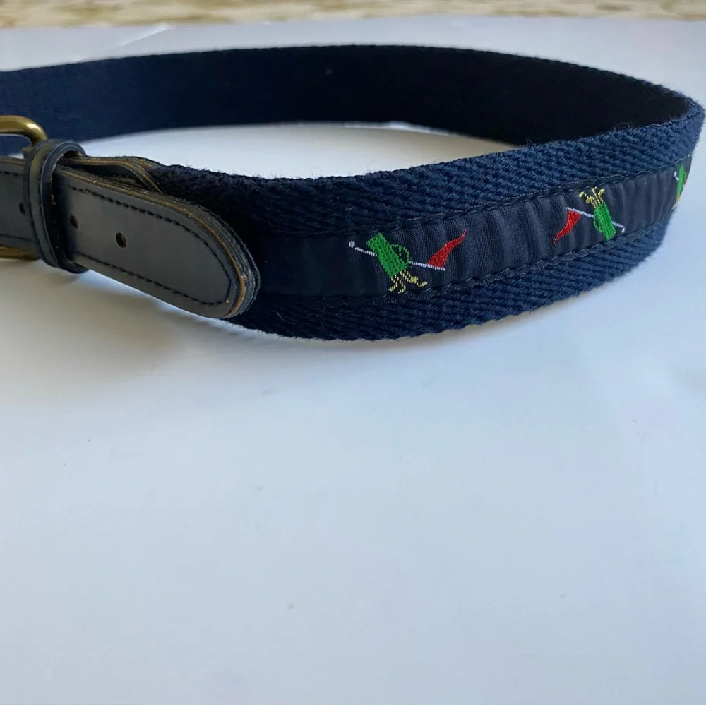 Boys Belt Size 10 Golf Clubs Bag Canvas Navy Blue Preppy Sports Sporty Dress